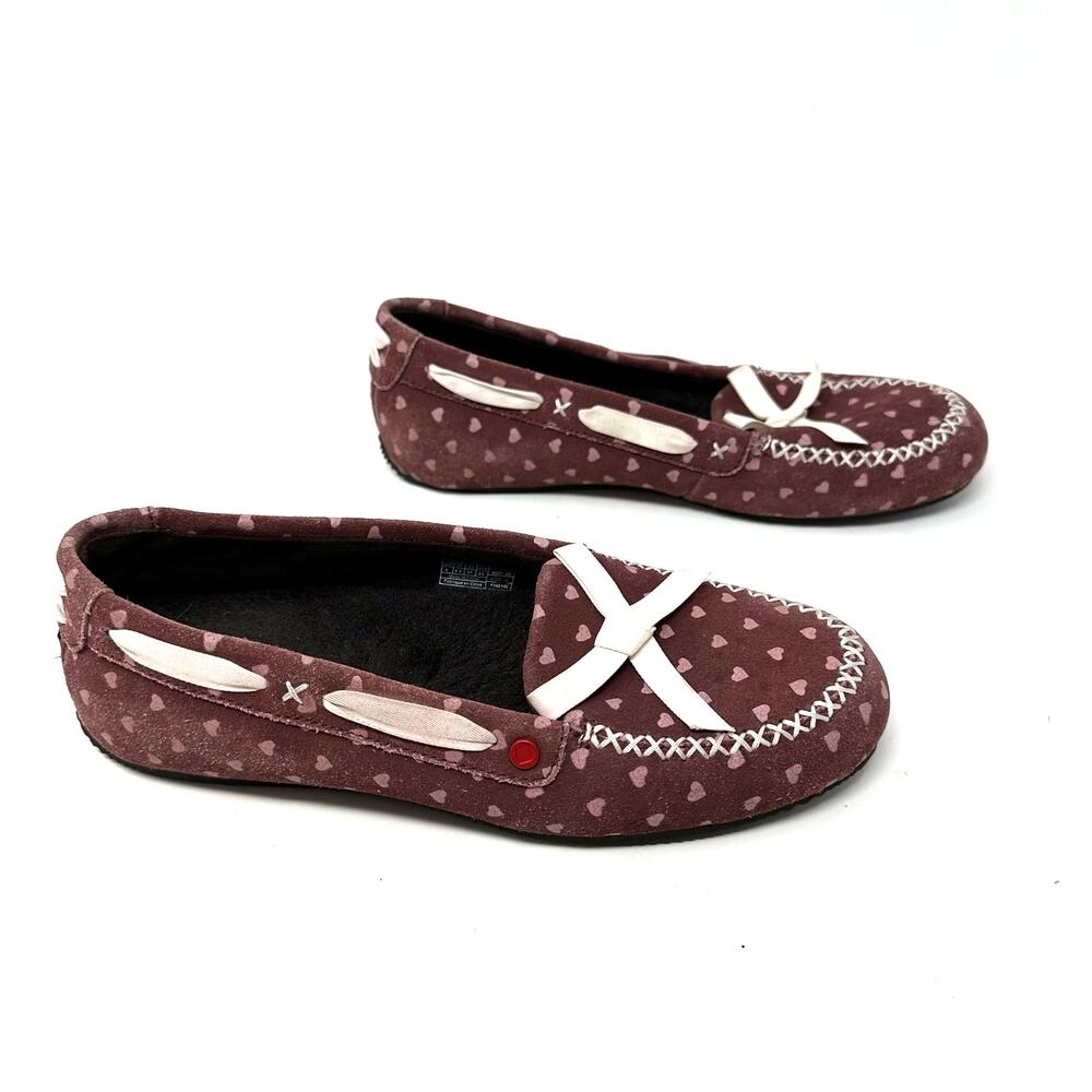 Ugg Size 6‎ Moccasins Red Heart Valentine Slip On House Shoe Flats Sherpa Lined - Picture 3 of 7